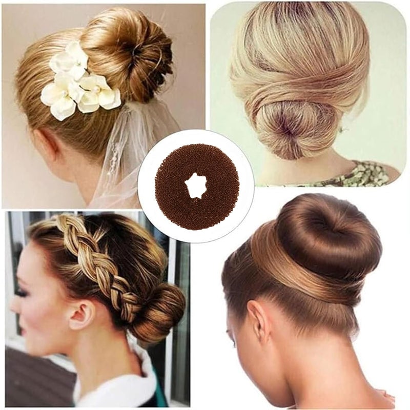 FORESRUM 10 Pcs Hair Bun Maker - Donut Bun Maker for Hair(5 medium and 5 small),Ballet Bun for Women and Kids with Elastic Hair Ties, Hair Pins(Light Brown) - Image 5